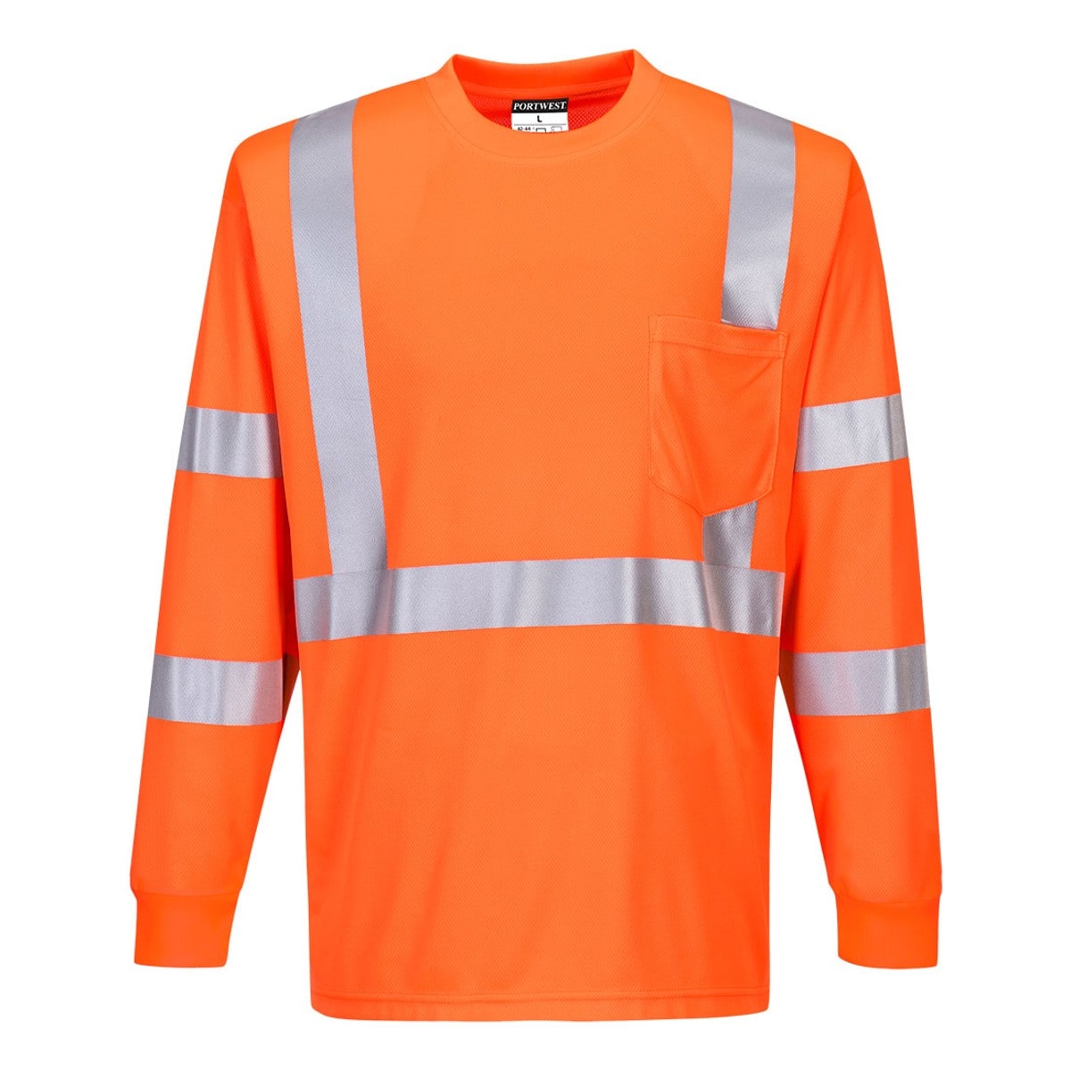 Hi-Vis Long Sleeve Ribbed Cuff T-Shirt in Hi-Vis Orange